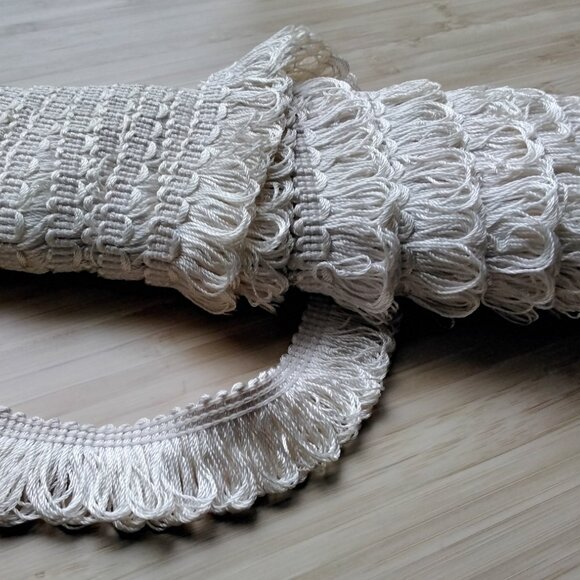 Upholstery Gimp Loop Fringe Beige Braided Trim Synthetic Edging Never Used - Picture 4 of 4
